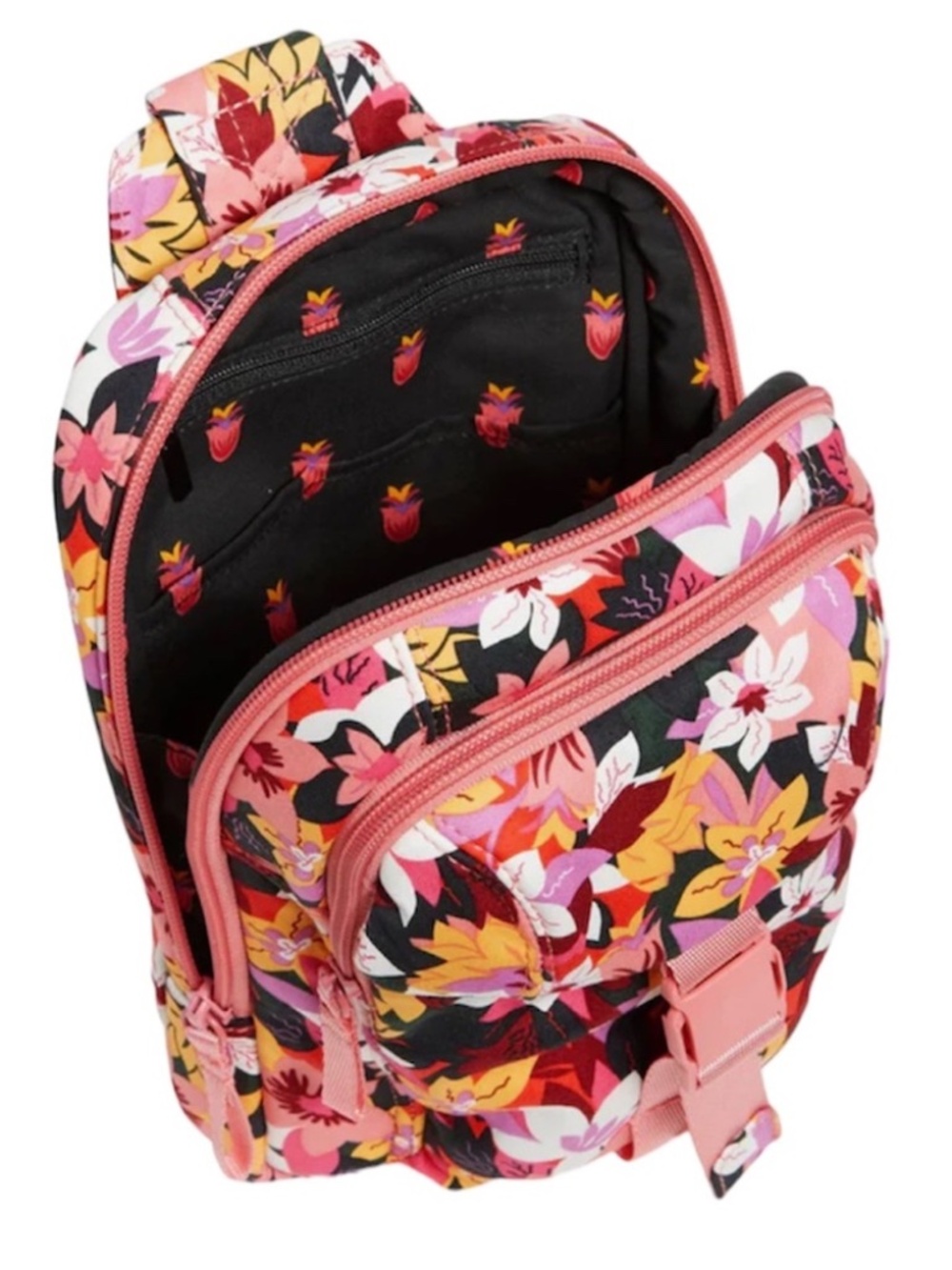 Vera Bradley Utility Sling Backpack Rosa Floral Pattern Zip & Flap Pocket Buckle - Picture 7 of 8